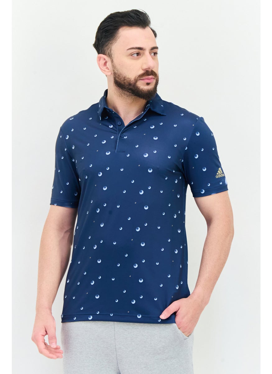 Men Sportswear Fit Short Sleeve All Over Print Golf Polo Shirt, Multicolor