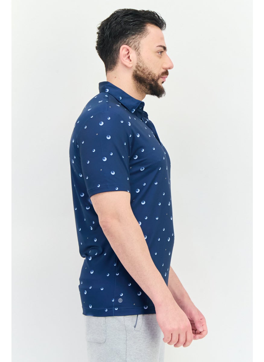 Men Sportswear Fit Short Sleeve All Over Print Golf Polo Shirt, Multicolor