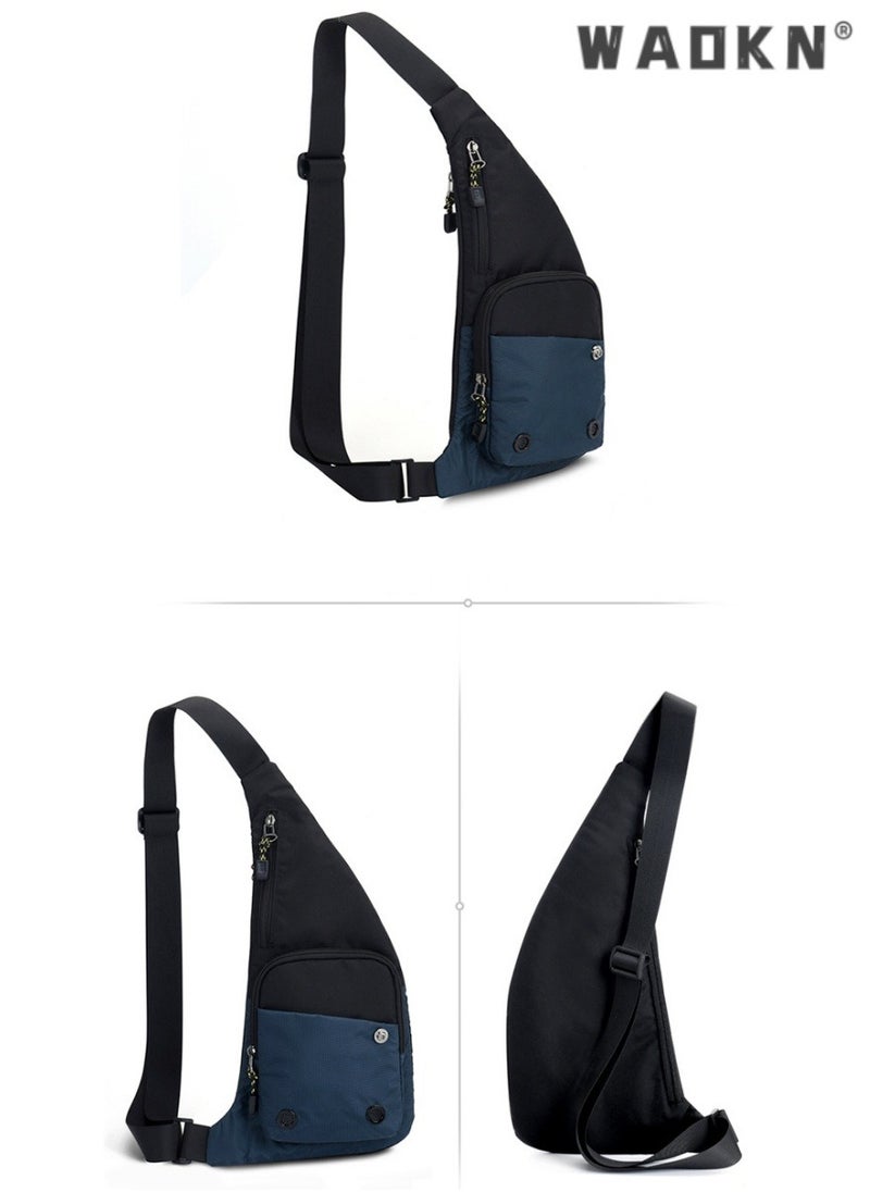 Unisex New Fashion Shoulder Bag, Outdoor Travel Crossbody Bag Sling Bag Chest Bag for Men and Women, Casual Carry Bag Hiking Bag Sports Bag for College Students(Black And Blue)