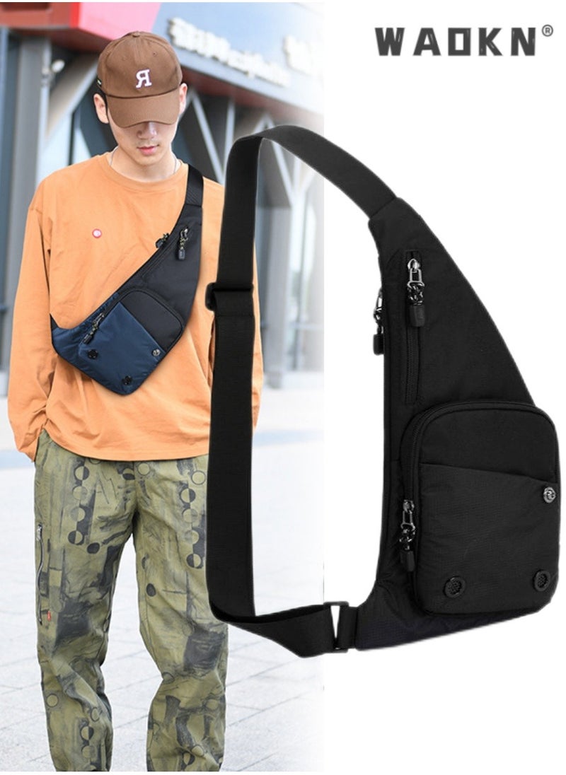 Unisex New Fashion Shoulder Bag, Outdoor Travel Crossbody Bag Sling Bag Chest Bag for Men and Women, Casual Carry Bag Hiking Bag Sports Bag for College Students(Black )
