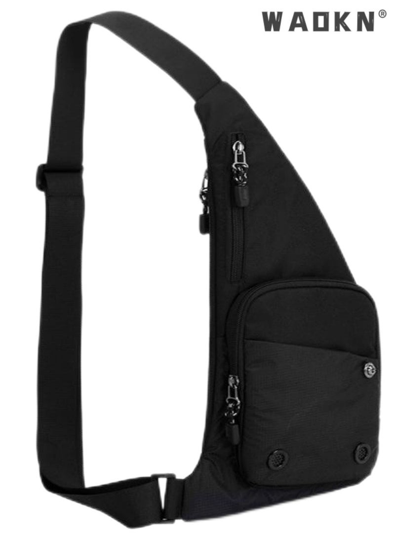 Unisex New Fashion Shoulder Bag, Outdoor Travel Crossbody Bag Sling Bag Chest Bag for Men and Women, Casual Carry Bag Hiking Bag Sports Bag for College Students(Black )
