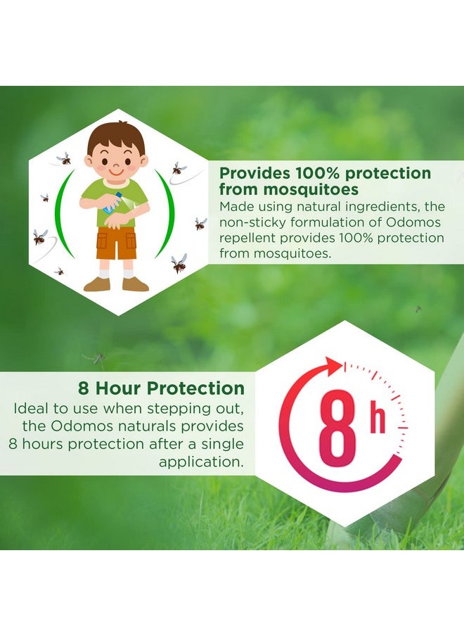 Dabur Odomos Naturals Mosquito Repellant Spray 100ml, Clinically Tested & Pediatrician Certified,8 Hours Protection in Single Application,Protection Against Dengue, Malaria & Chikungunya,Safe on Skin
