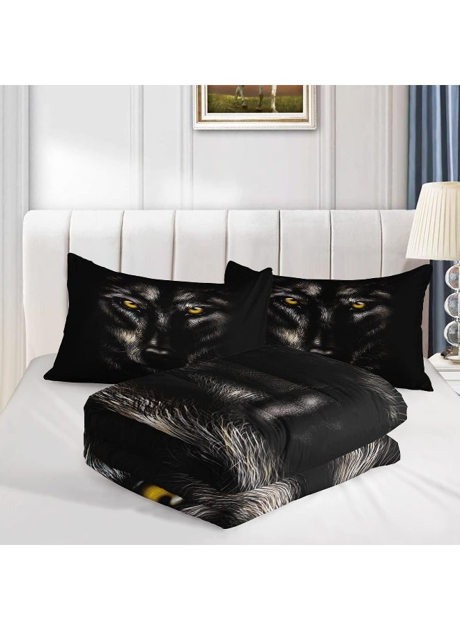 AILONEN Wolf Comforter Set for Teens Boys Kids, Wolf Pattern Printed Bedding Set Twin Size, Superior Quilted Duvet Ultra Soft, 3 Piece 1 Comforter and 2 Pillowcases, Microfiber Fabric