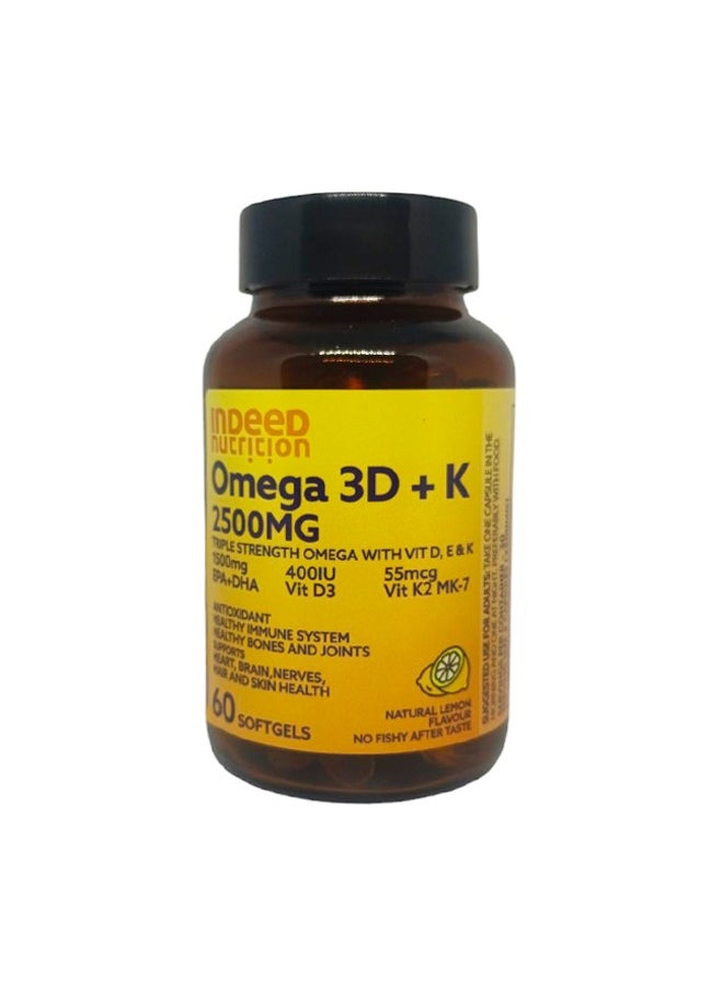 Nutrition Omega 3D+K – 2500mg, 60 Softgels | Omega-3 with Vitamin D3 & K2 for Heart, Bone & Immune Health