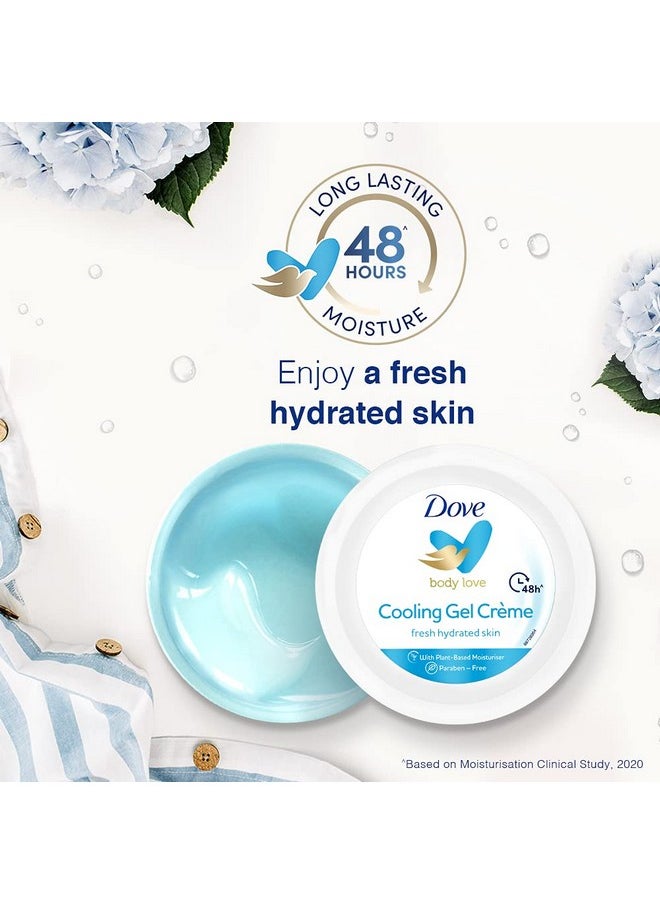 Dove Body Love Cooling Gel Crème Paraben Free, 48hrs Moisturisation with Plan Based moisturiser, Non Oily Feel, Refreshed Hydrated Skin 145g