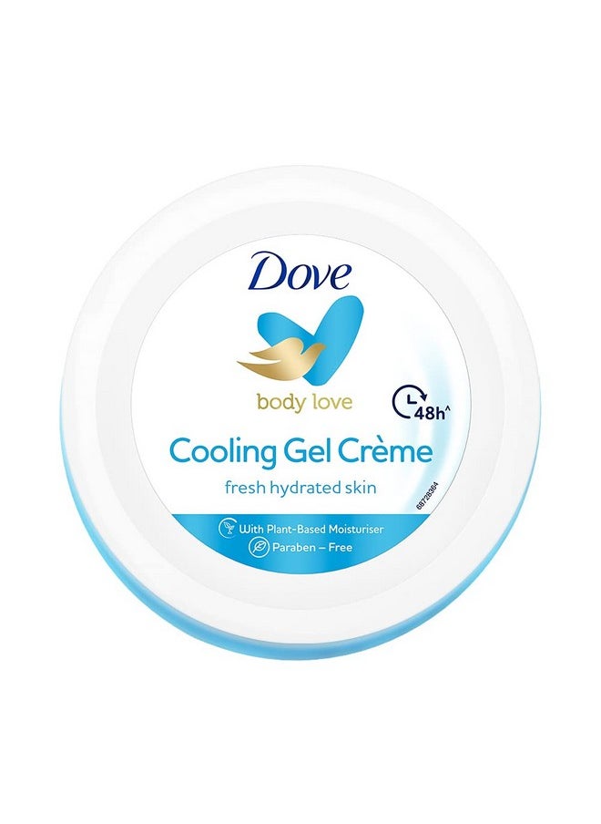 Dove Body Love Cooling Gel Crème Paraben Free, 48hrs Moisturisation with Plan Based moisturiser, Non Oily Feel, Refreshed Hydrated Skin 145g