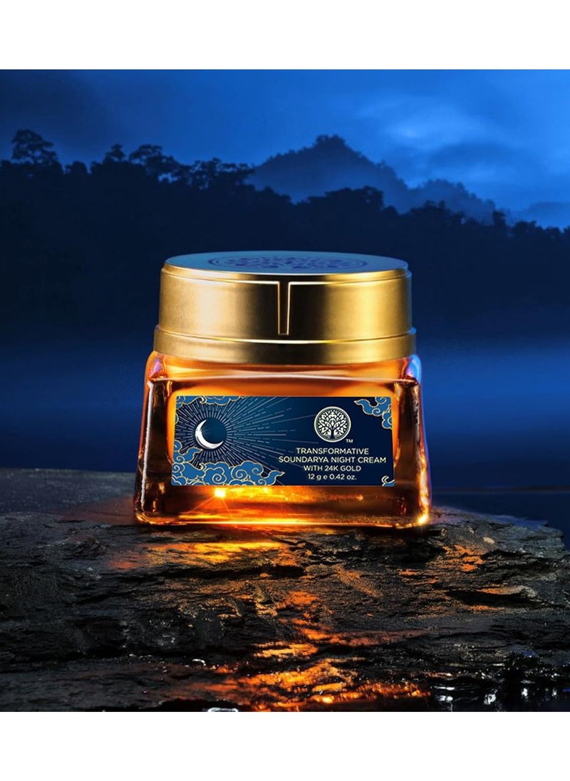 Soundarya Anti Ageing Night Cream with Real 24K Gold | For Dry & Dehydrated Skin | With Bakuchiol & Hyaluronic Acid | Moisturising and Hydrating