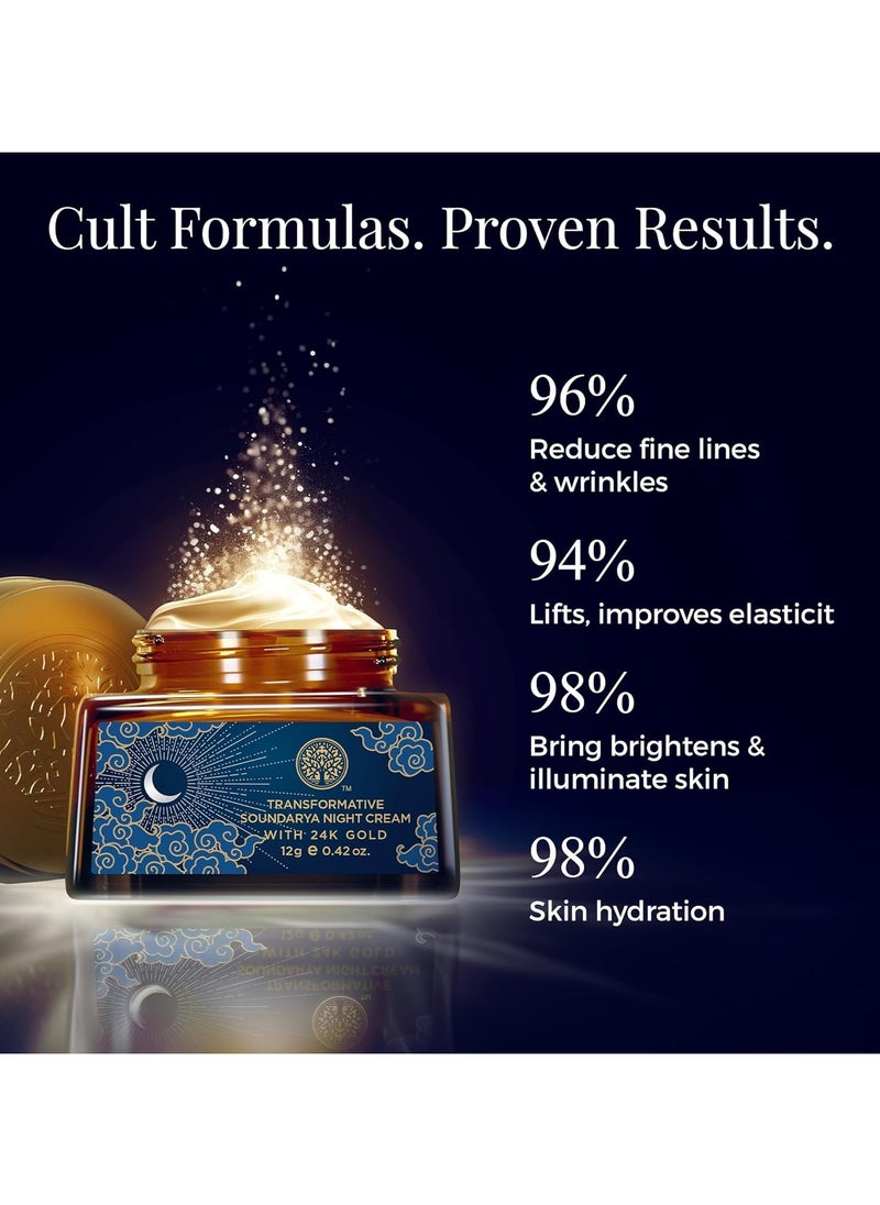 Soundarya Anti Ageing Night Cream with Real 24K Gold | For Dry & Dehydrated Skin | With Bakuchiol & Hyaluronic Acid | Moisturising and Hydrating