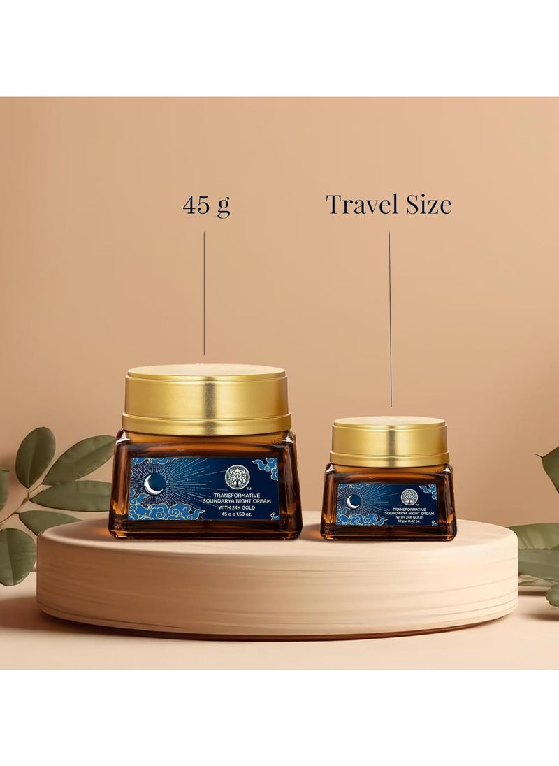 Soundarya Anti Ageing Night Cream with Real 24K Gold | For Dry & Dehydrated Skin | With Bakuchiol & Hyaluronic Acid | Moisturising and Hydrating