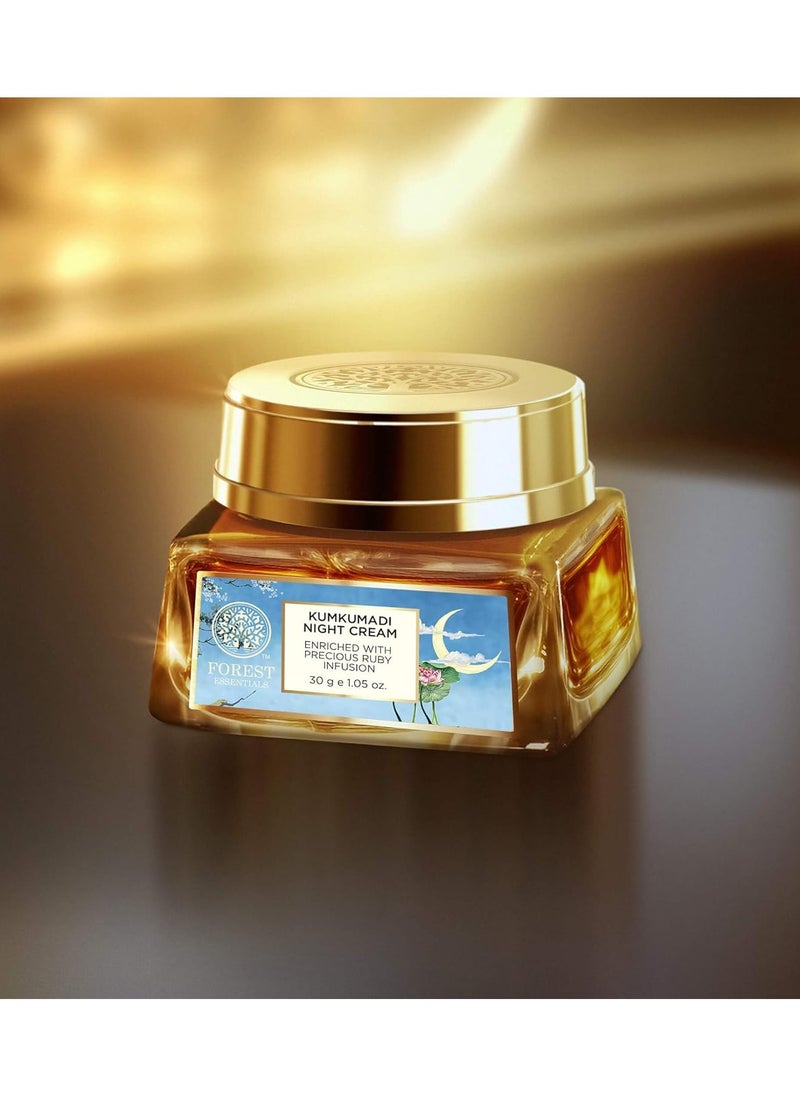 Kumkumadi Night Cream | Nourishing Ayurvedic Cream To Lighten Pigmentation, Dark Spots & Blemishes | Ayurvedic Night Cream For Glowing Skin | Ideal for Normal, Dry, Oily & Combination Skin | For Women & Men | 30 g