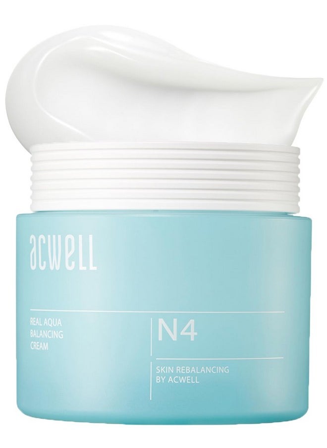 ACWELL Real Aqua Balancing Cream 1.69 fl.oz. - Moisturizing pH Balancing Face Cream, Soothing Skin Troubles and Redness for Sensitive Skin, Refreshing Gel Moisturizer, Improving Skin Texture