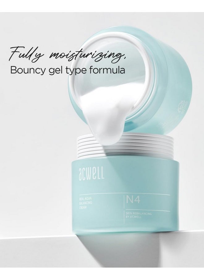 ACWELL Real Aqua Balancing Cream 1.69 fl.oz. - Moisturizing pH Balancing Face Cream, Soothing Skin Troubles and Redness for Sensitive Skin, Refreshing Gel Moisturizer, Improving Skin Texture