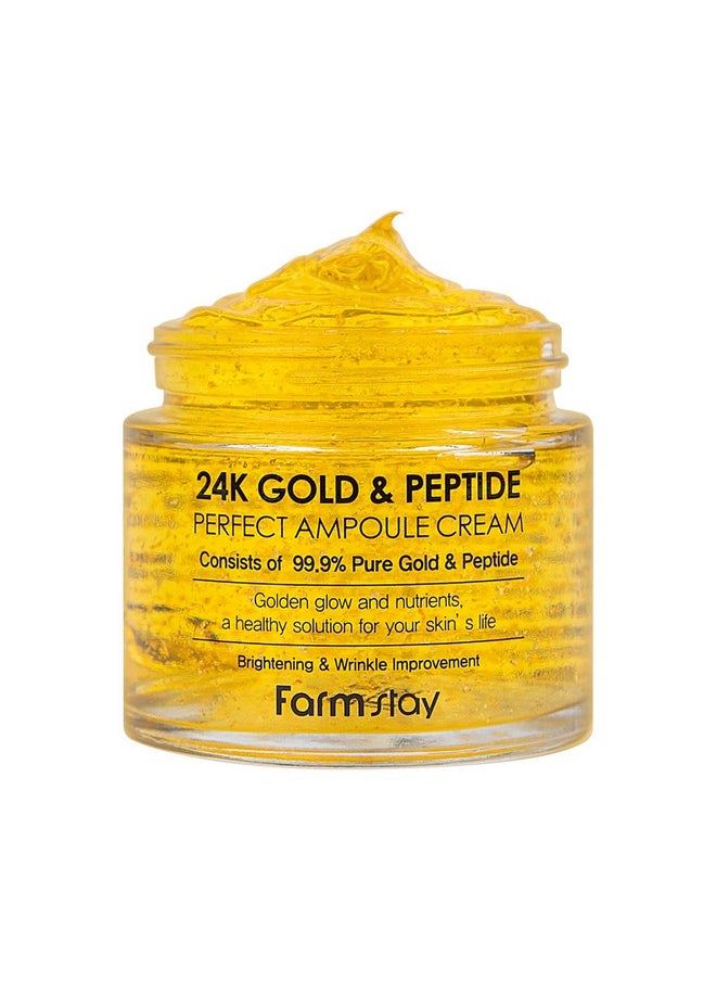 FARMSTAY 24K Gold and Peptide Perfect Ampoule Cream - 24K Gold Skin Care - Anti-Aging Skin Cream for Fine Lines and Wrinkles - Peptide Cream - 2.7 oz