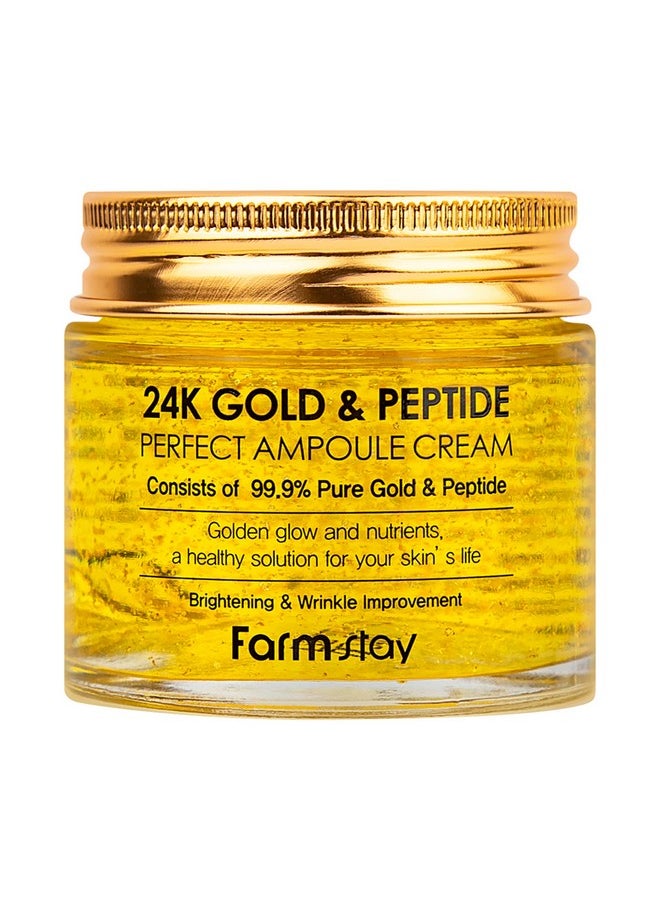 FARMSTAY 24K Gold and Peptide Perfect Ampoule Cream - 24K Gold Skin Care - Anti-Aging Skin Cream for Fine Lines and Wrinkles - Peptide Cream - 2.7 oz