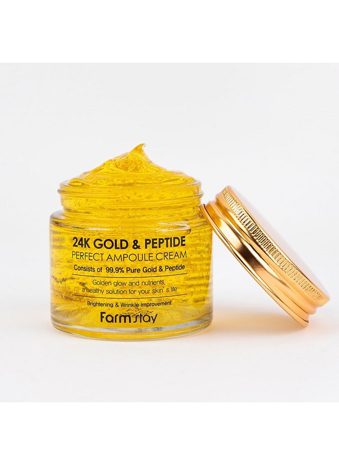 FARMSTAY 24K Gold and Peptide Perfect Ampoule Cream - 24K Gold Skin Care - Anti-Aging Skin Cream for Fine Lines and Wrinkles - Peptide Cream - 2.7 oz