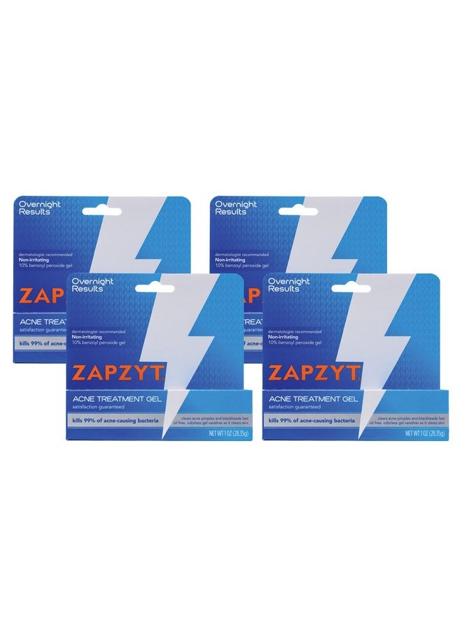 Zapzyt Maximum Strength 10% Benzoyl Peroxide Acne Treatment Gel 1 oz. (Pack of 4)