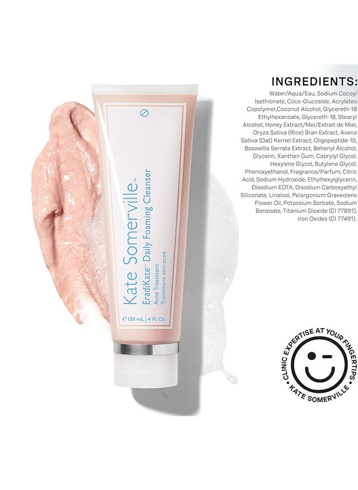 Kate Somerville EradiKate Daily Foaming Cleanser Acne Face Wash for Visibly Clearer Skin 4oz120ml