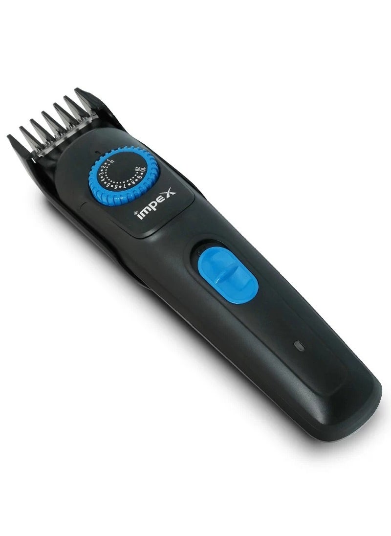 Impex Hair Trimmer for Men Adjustable Beard Hair Grooming Kit with 2 Comb Attachments 6500 RPM Motor Ni-Cd Battery