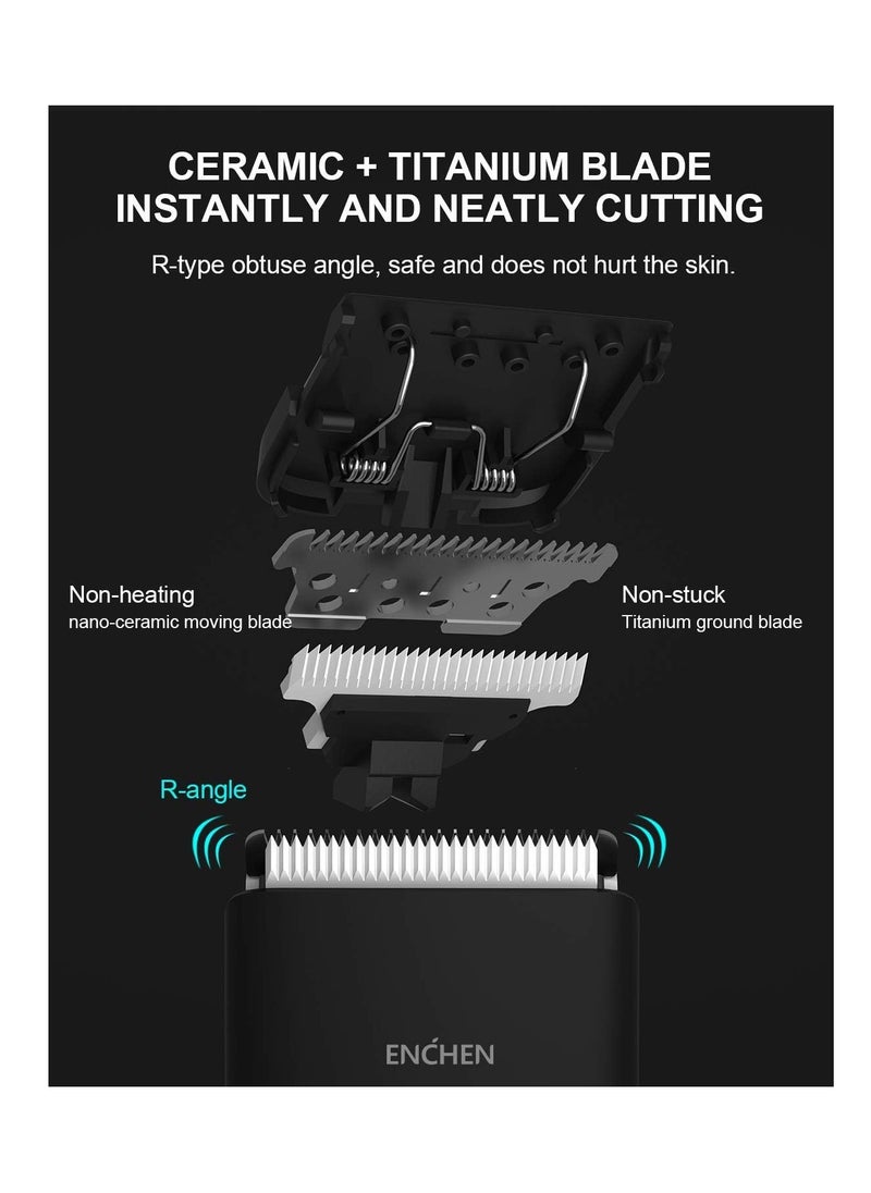 Enchen Hair Clippers Professional Cordless Hair Beard Trimmer All-in-one Hair Cutting Kit Electric Barber Clippers Rechargeable Haircut Machine Men Women Baby (Black)