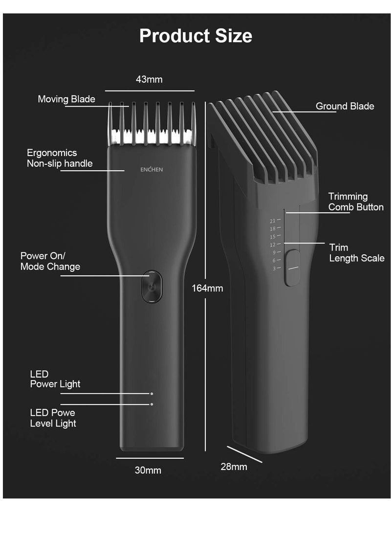 Enchen Hair Clippers Professional Cordless Hair Beard Trimmer All-in-one Hair Cutting Kit Electric Barber Clippers Rechargeable Haircut Machine Men Women Baby (Black)