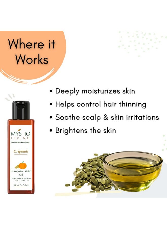 Pumpkin Seed Oil For Hair Growth 50Ml | 100% Pure Cold Pressed Carrier Oil For Hair, Skin