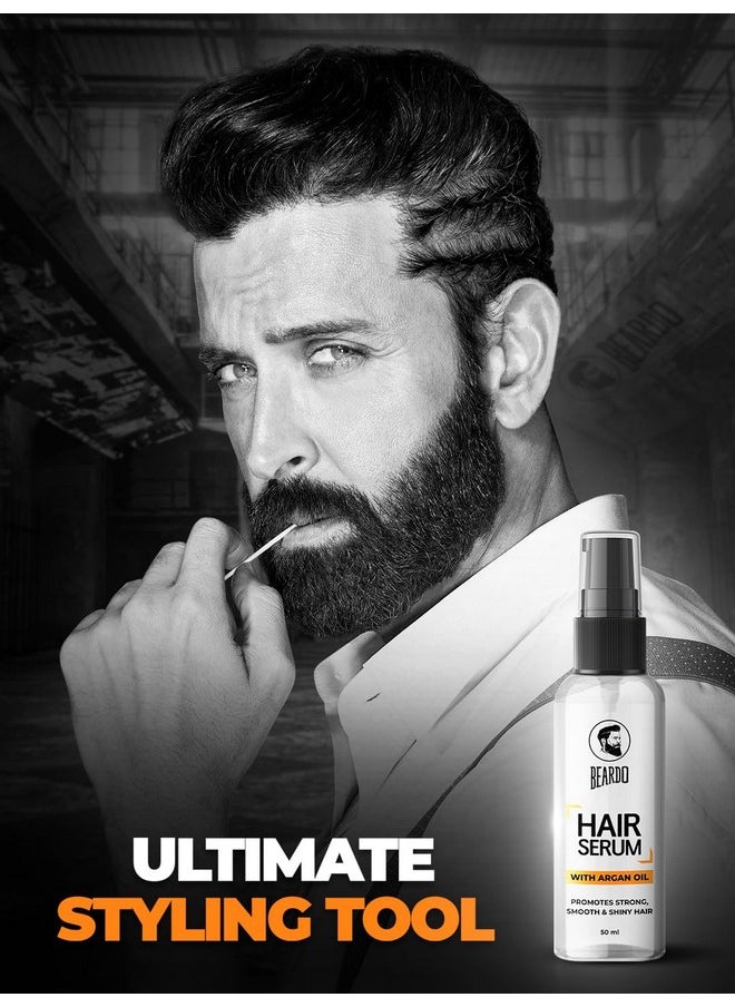 Hair Serum, 50 Ml | Serum For Men | Serum For Hair Smoothing | Argan Oil & Almond Oil | Adds Shine | Daily Use| For All Hair Types | Frizz Free Hair