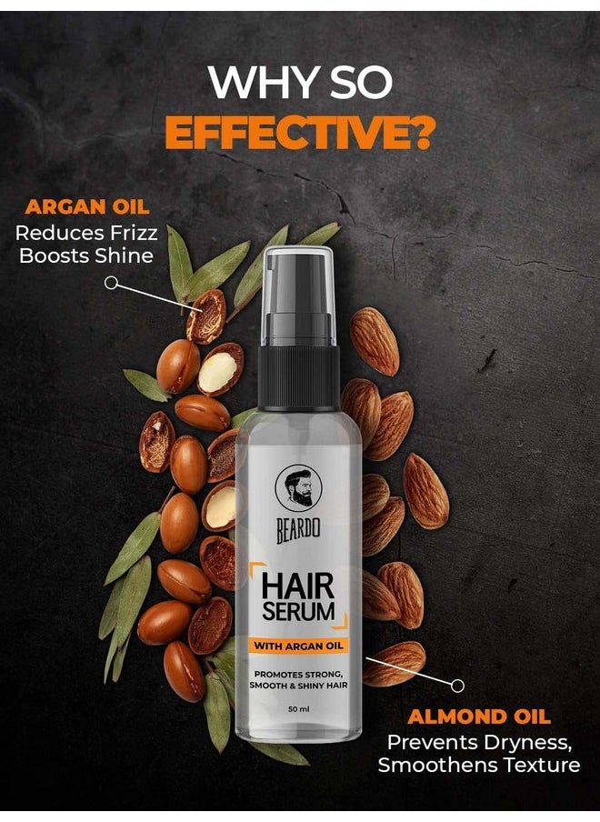 Hair Serum, 50 Ml | Serum For Men | Serum For Hair Smoothing | Argan Oil & Almond Oil | Adds Shine | Daily Use| For All Hair Types | Frizz Free Hair