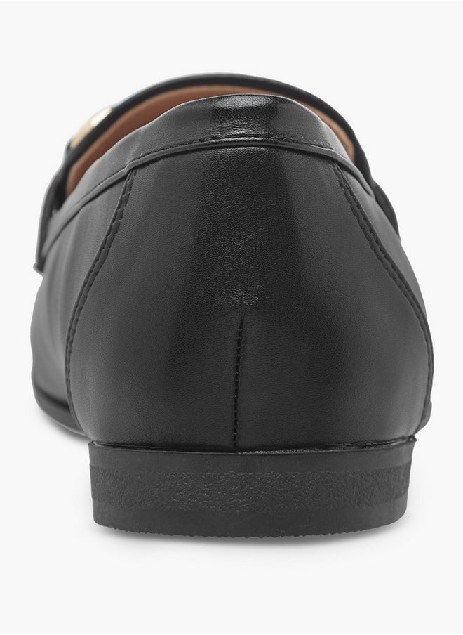 Women's Metallic Pointed Toe Loafers with Metal Accent