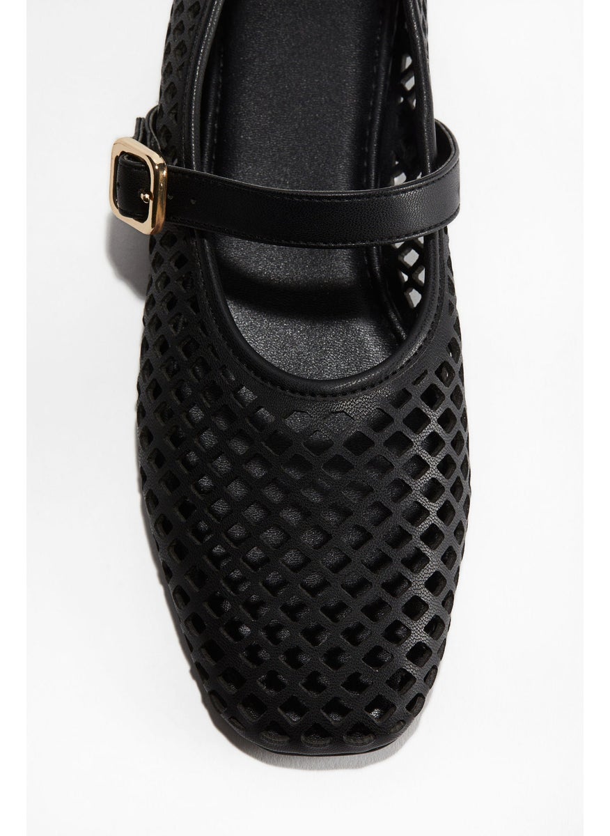 Perforated Mary Jane Ballet Pumps