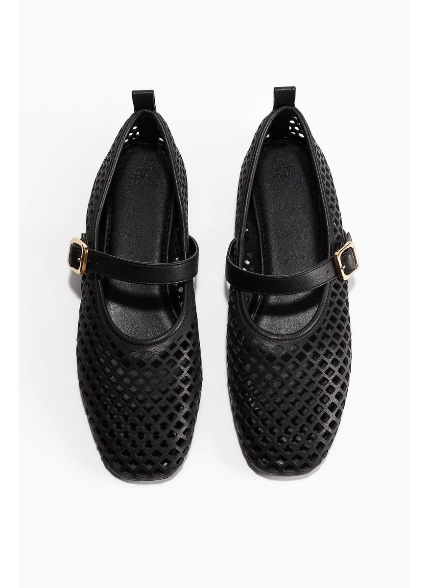 Perforated Mary Jane Ballet Pumps