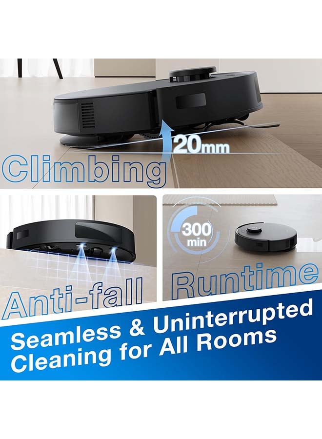 ECOVACS DEEBOT N20 PRO Plus Robot Vacuum & Mop | 8000Pa Suction | Self-Emptying | 320min Runtime | Smart Mapping & LiDAR | Pet-Friendly | App/Voice Control | 1000 W DKX55 Black