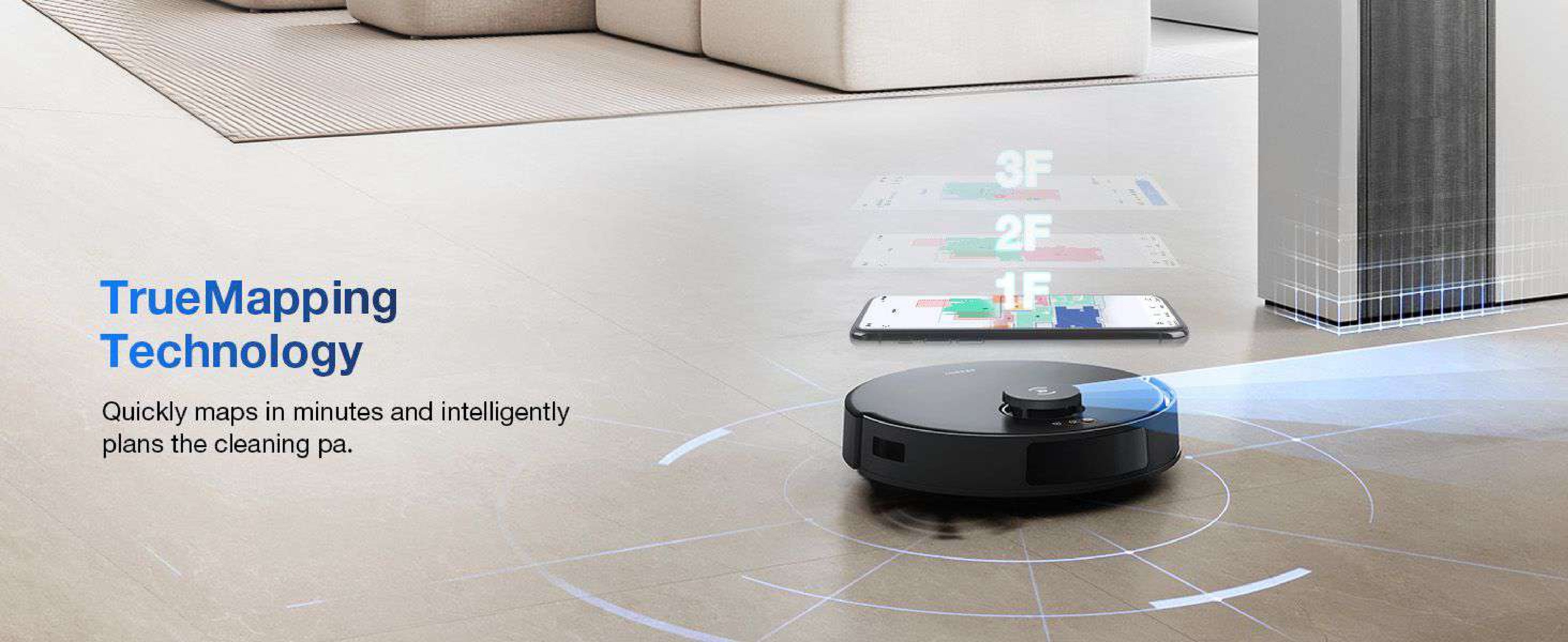 ECOVACS DEEBOT N20 PRO Plus Robot Vacuum & Mop | 8000Pa Suction | Self-Emptying | 320min Runtime | Smart Mapping & LiDAR | Pet-Friendly | App/Voice Control | 1000 W DKX55 Black