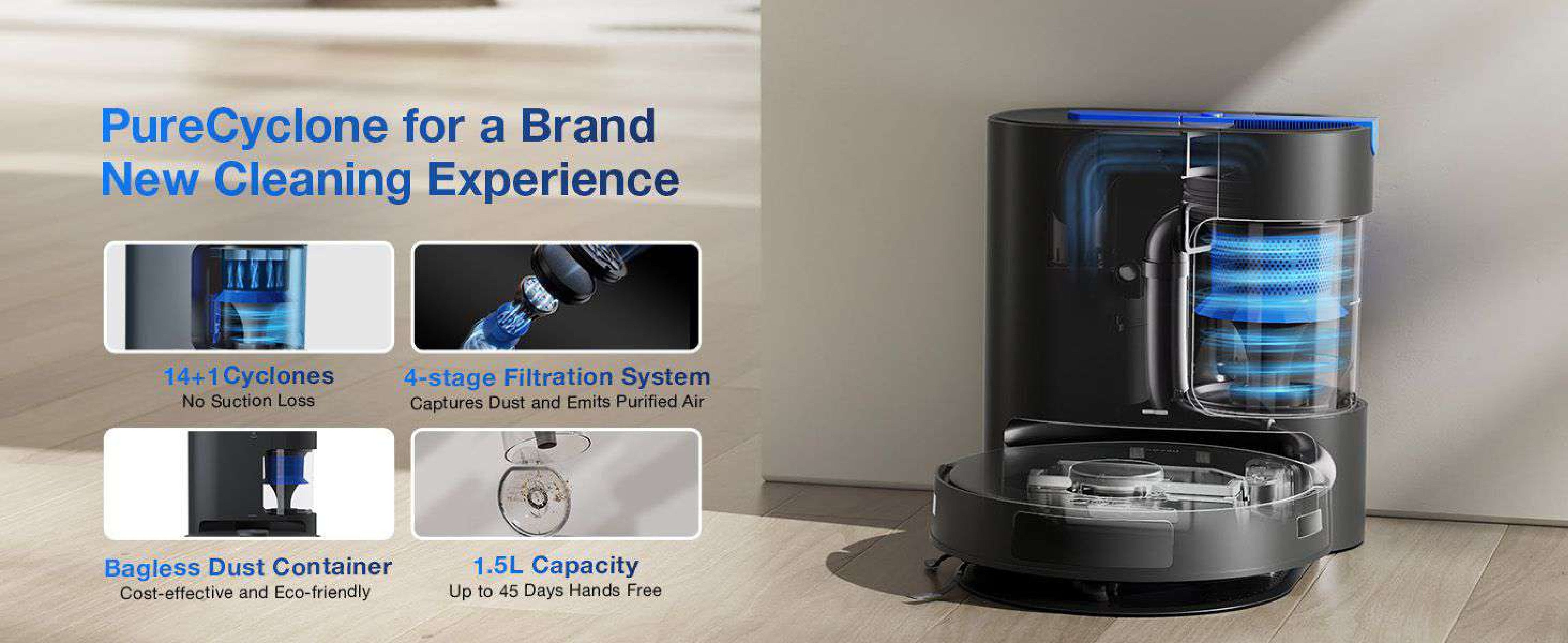 ECOVACS DEEBOT N20 PRO Plus Robot Vacuum & Mop | 8000Pa Suction | Self-Emptying | 320min Runtime | Smart Mapping & LiDAR | Pet-Friendly | App/Voice Control | 1000 W DKX55 Black