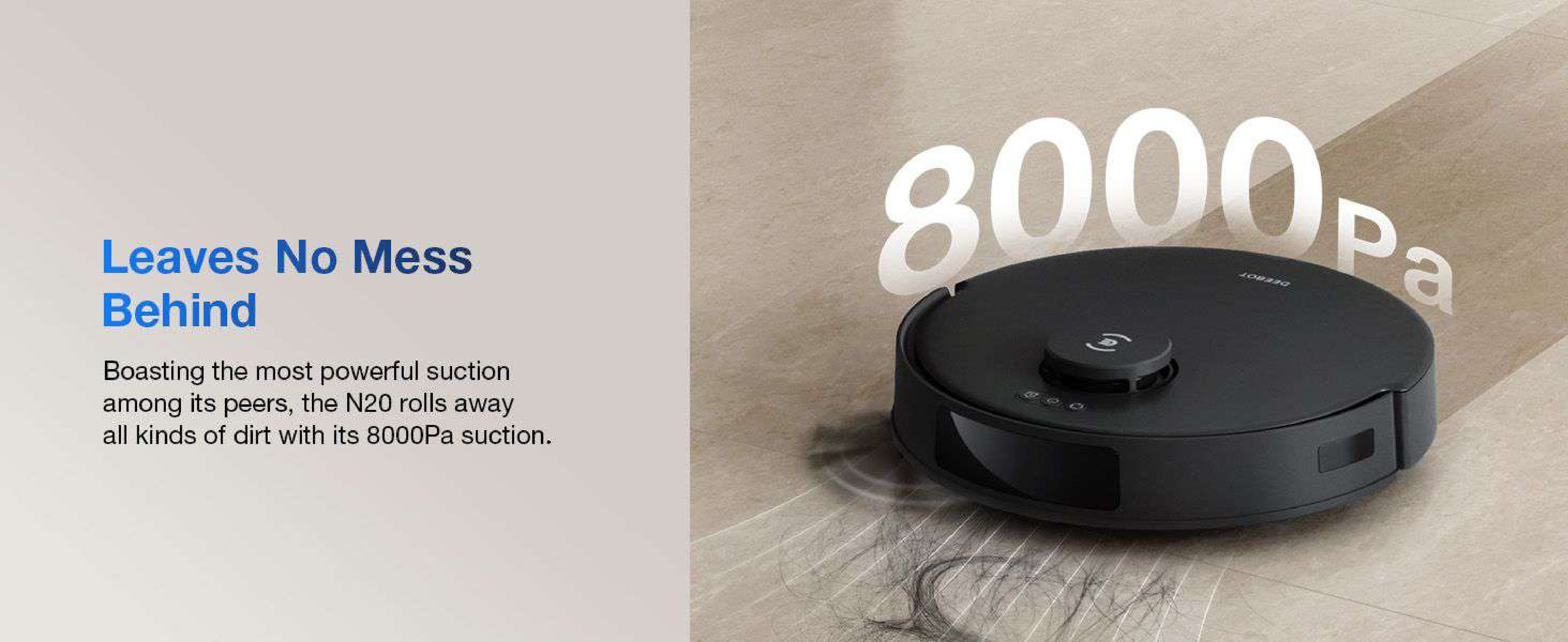 ECOVACS DEEBOT N20 PRO Plus Robot Vacuum & Mop | 8000Pa Suction | Self-Emptying | 320min Runtime | Smart Mapping & LiDAR | Pet-Friendly | App/Voice Control | 1000 W DKX55 Black