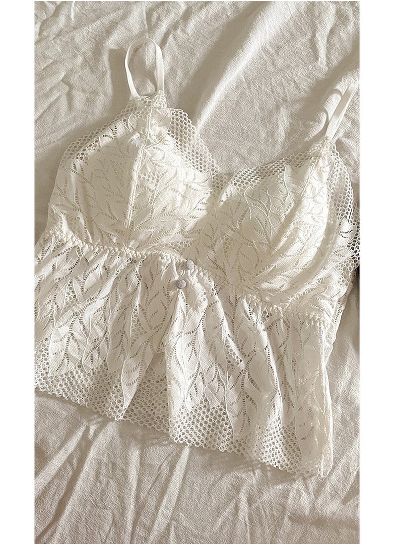 Sheer White Blouse with Lace Details