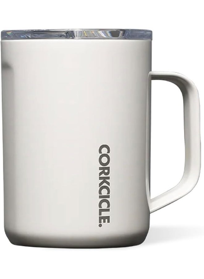 Corkcicle Triple Insulated Coffee Mug with Lid and Handle, Oat Milk, 16 oz – Stainless Steel Travel Mug Keeps Beverages Hot for 3+ Hours – Non-Slip, Easy-Grip, Spill-Resistant Tumbler
