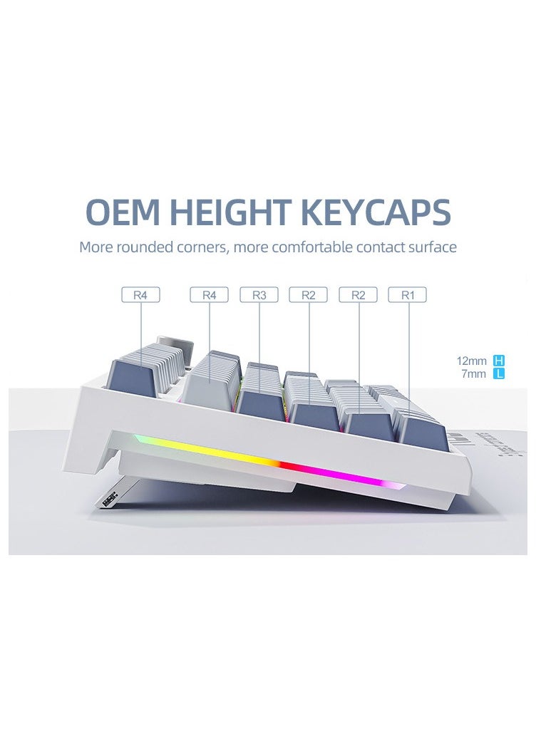 K86 RGB Wireless Mechanical Gaming Keyboard – Gasket Mount – Triple Mode (Bluetooth 5.0, 2.4G, USB-C) – 87-Key Hot-Swappable – Smart TFT Display – Metal Volume Knob – 4000mAh Battery – PBT Keycaps – PC/Laptop/Mac Compatible (Business Grey)