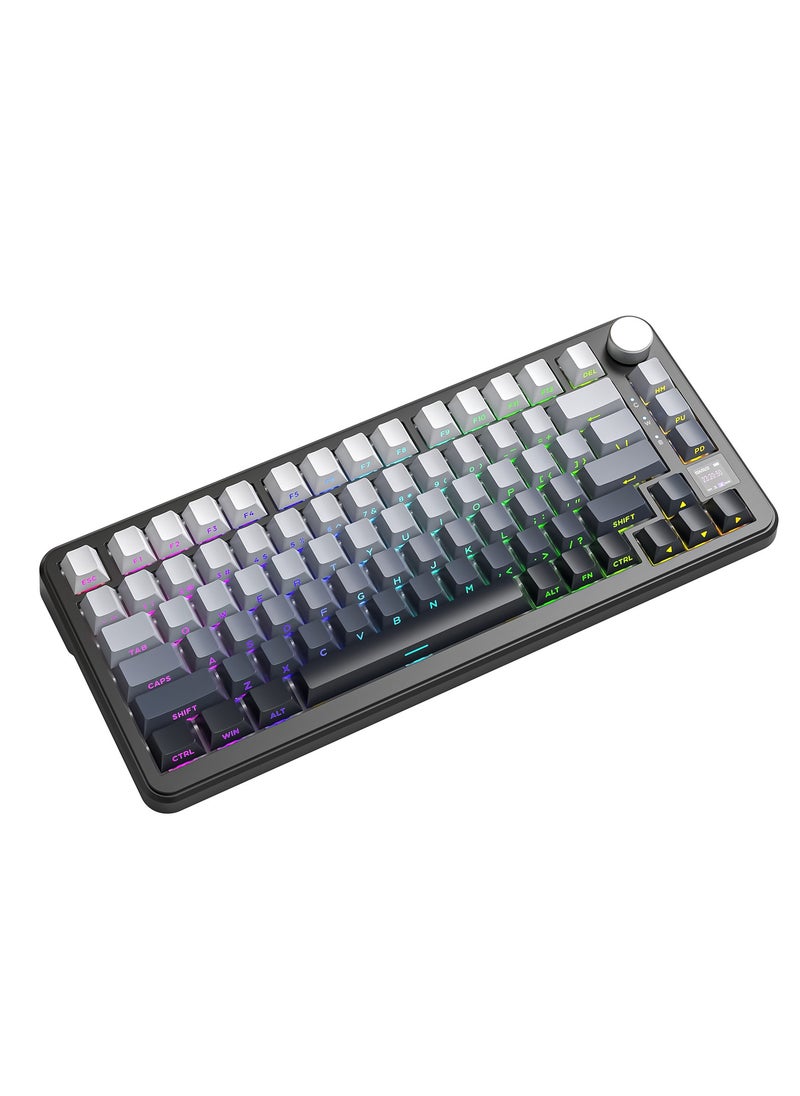 ATTACK SHARK X85Pro Wireless Mechanical Gaming Keyboard – Hot-Swappable – 75% Compact Layout – Smart TFT Display & Metal Knob – Tri-Mode Connection (Bluetooth 5.1, 2.4GHz, USB-C) – RGB Backlight – Gasket Mount – PBT Keycaps – PC Laptop Mac Compatible (Moonlight Black)