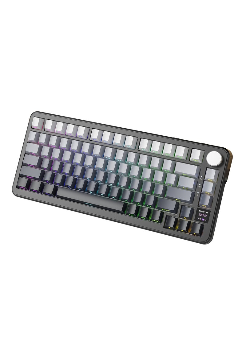 ATTACK SHARK X85Pro Wireless Mechanical Gaming Keyboard – Hot-Swappable – 75% Compact Layout – Smart TFT Display & Metal Knob – Tri-Mode Connection (Bluetooth 5.1, 2.4GHz, USB-C) – RGB Backlight – Gasket Mount – PBT Keycaps – PC Laptop Mac Compatible (Moonlight Black)