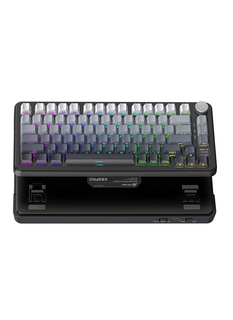 ATTACK SHARK X85Pro Wireless Mechanical Gaming Keyboard – Hot-Swappable – 75% Compact Layout – Smart TFT Display & Metal Knob – Tri-Mode Connection (Bluetooth 5.1, 2.4GHz, USB-C) – RGB Backlight – Gasket Mount – PBT Keycaps – PC Laptop Mac Compatible (Moonlight Black)