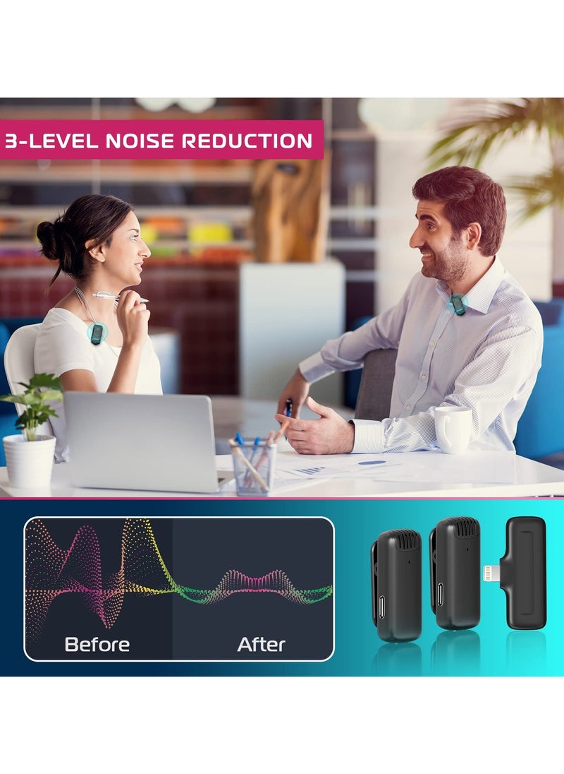 ULANZI J12 Wireless Lavalier Microphone for iPhone iPad, 2-in-1 Plug-Play Lavalier Mic with Charging Case for Phone Video Recording Interview Youtubers Vloggers, 65ft Transmission Range