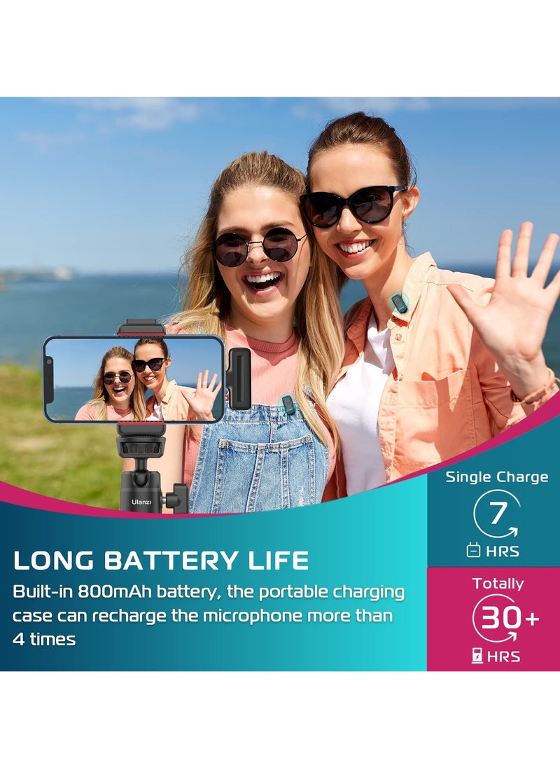 ULANZI J12 Wireless Lavalier Microphone for iPhone iPad, 2-in-1 Plug-Play Lavalier Mic with Charging Case for Phone Video Recording Interview Youtubers Vloggers, 65ft Transmission Range