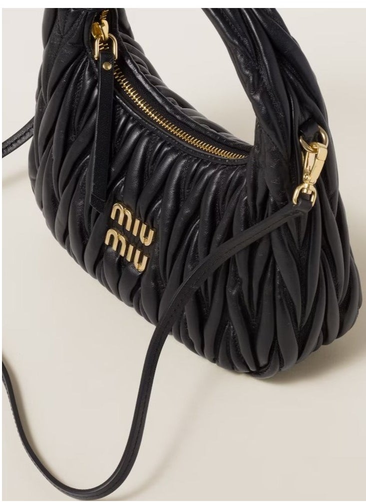 MIU Wander quilted nappa leather hobo Crossbody Shoulder Bag