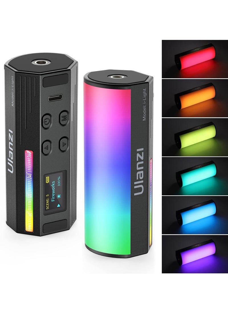 ULANZI Handheld Light Wand, 360° RGB LED Video Light for Photography, 2000mAh Rechargeable Mini Light Stick for Video Shooting, 2500-9000K Dimmable Camera Light w LCD, Support Magnetic Attraction