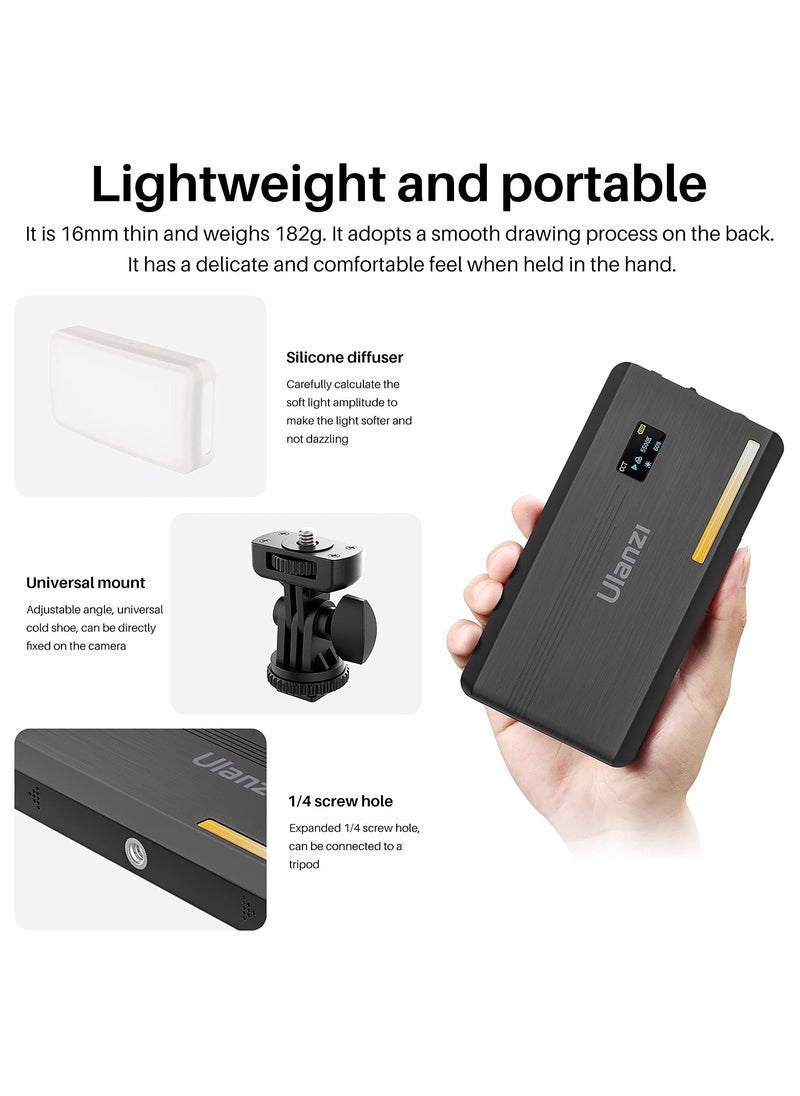 ULANZI VL200 Bi-Color LED Video Light, On-Camera Video Light, Type-C Rechargeable 5000mAh Mini Camera Light, 2500-9000K Ultra Bright Photo and Video Lighting, Fill Light, Potable Photography Lighting