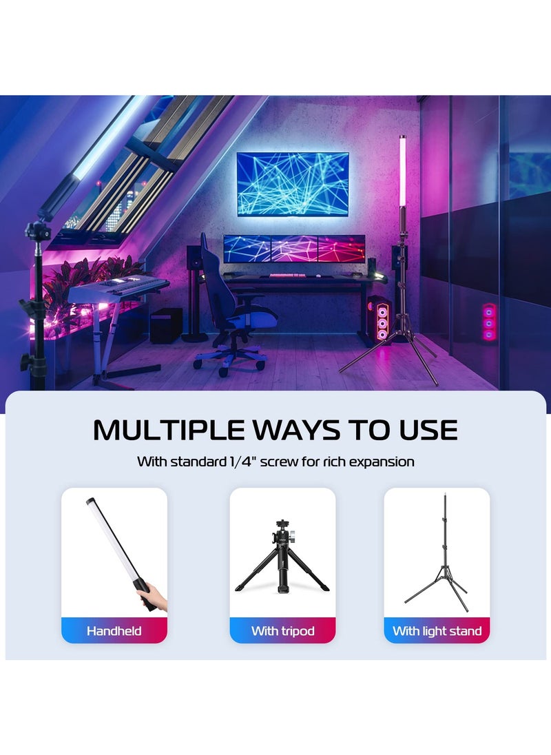 ULANZI VL119 Handheld Light Wand, 360° RGB LED Video Light Stick for Photography, 2600mAh Rechargeable Tube Light for Video Shooting, 2500-9000K Dimmable Camera Light with LCD