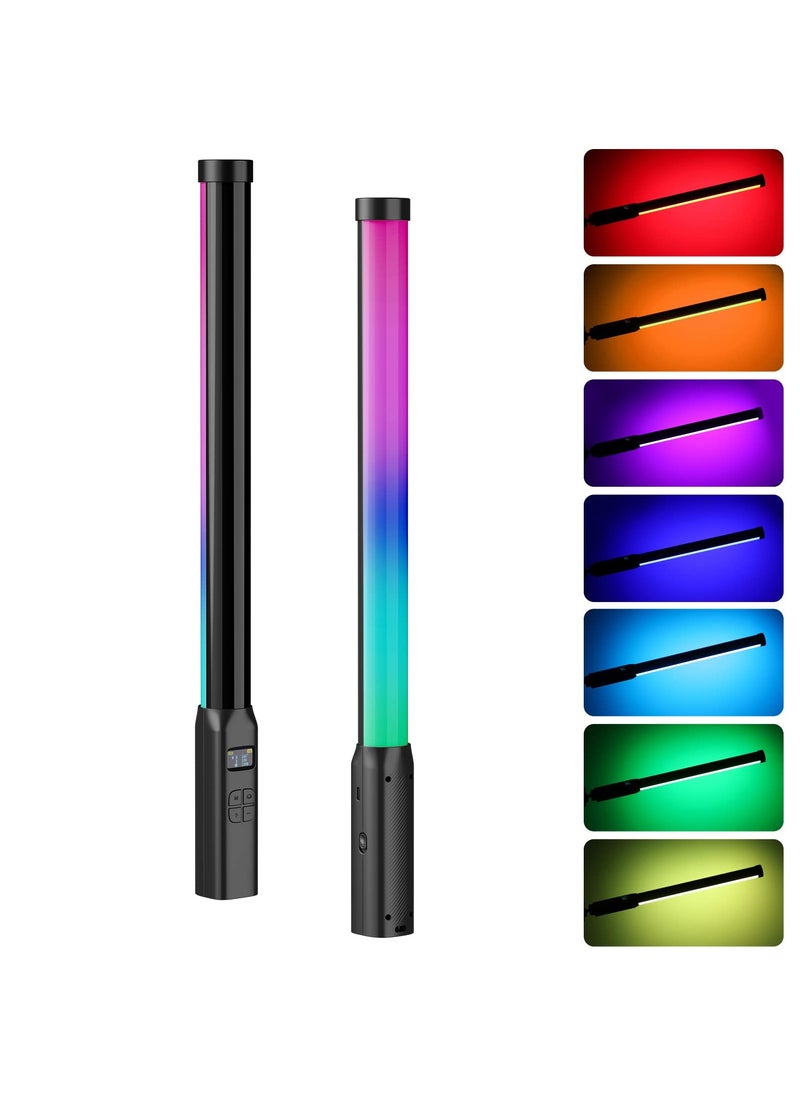 ULANZI VL119 Handheld Light Wand, 360° RGB LED Video Light Stick for Photography, 2600mAh Rechargeable Tube Light for Video Shooting, 2500-9000K Dimmable Camera Light with LCD