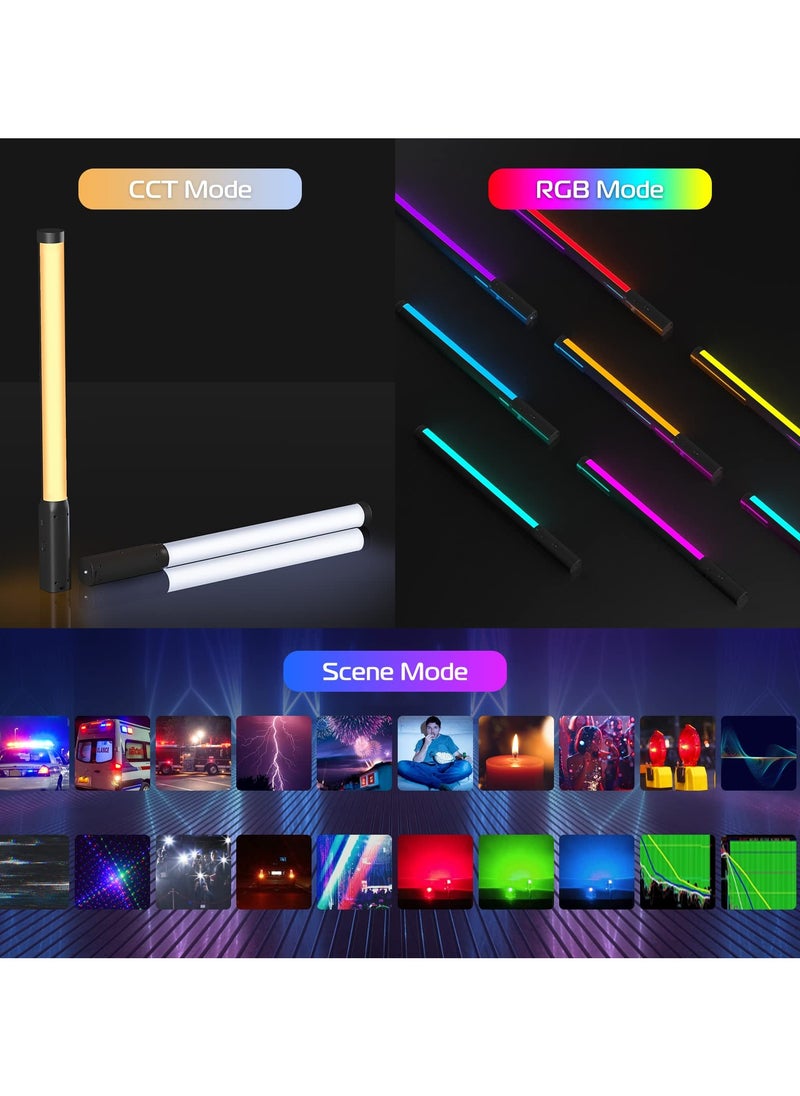 ULANZI VL119 Handheld Light Wand, 360° RGB LED Video Light Stick for Photography, 2600mAh Rechargeable Tube Light for Video Shooting, 2500-9000K Dimmable Camera Light with LCD