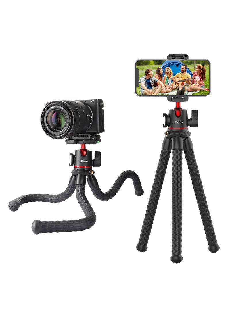 ULANZI MT-33 Phone Tripod, Mini Flexible Tripod with Cold Shoe & Universal Clip, 1/4'' Screw for Magic Arm, Multifunctional Octopus Camera Tripod for Mobile Phone/Action camera, Lightweight for Travel