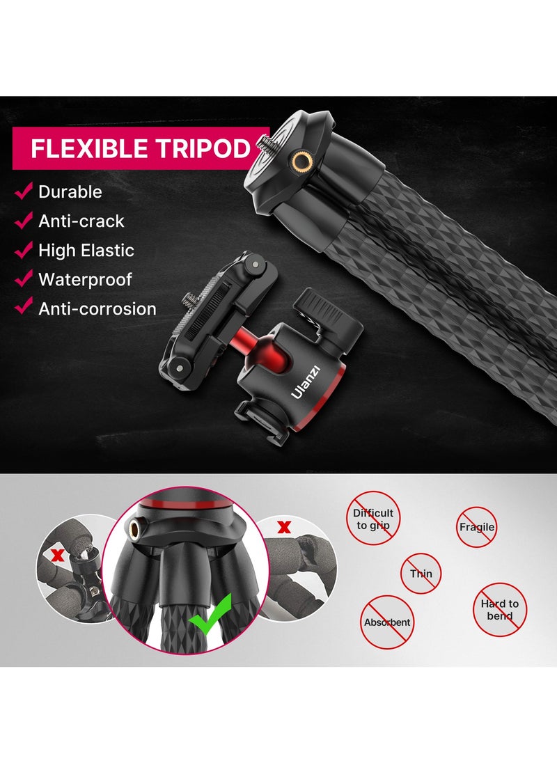 ULANZI MT-33 Phone Tripod, Mini Flexible Tripod with Cold Shoe & Universal Clip, 1/4'' Screw for Magic Arm, Multifunctional Octopus Camera Tripod for Mobile Phone/Action camera, Lightweight for Travel